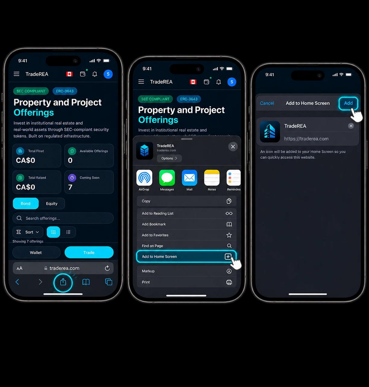 TradeREA on iPhone